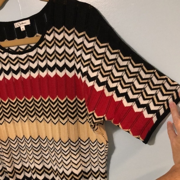 Carducci size medium petite knit Sweater Geometric striped multi color polyester - Picture 5 of 10